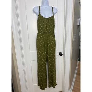 Market & Spruce Womens Olive Green Jumpsuit Wide Leg Waist Tie Green medium